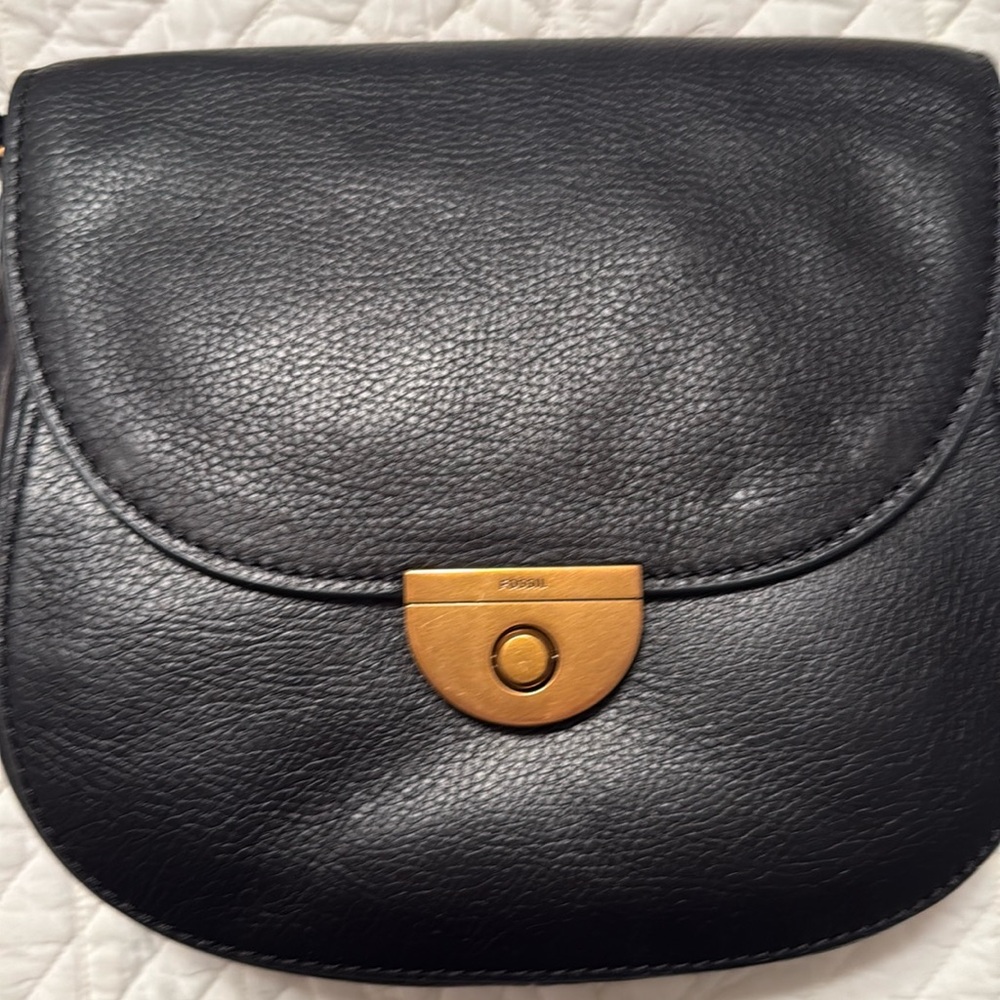 Fossil Black Pebble Leather Crossbody Bag